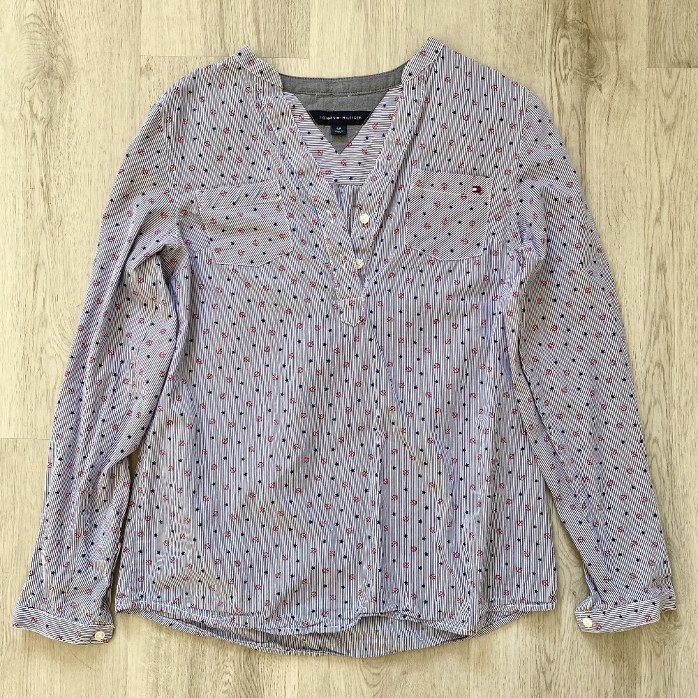 Tommy Hilfiger Long Sleeve V-Neck Blouse